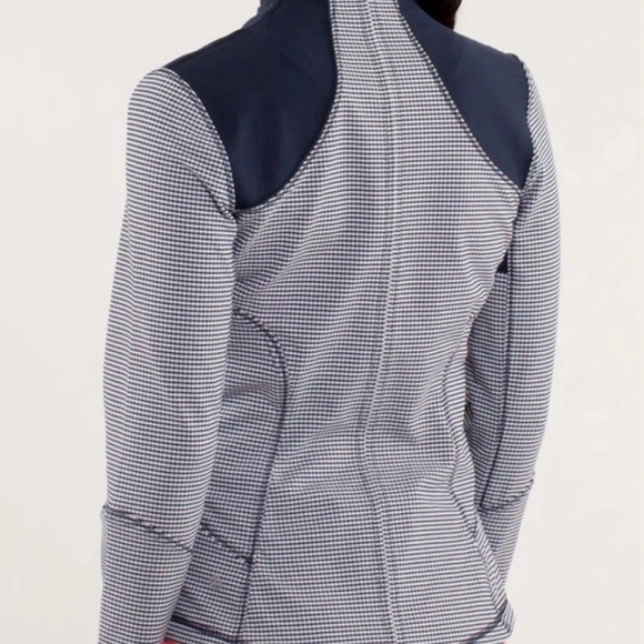 Lululemon Forme Jacket Gingham Blue Check Zip Front Size 2 - Picture 3 of 16